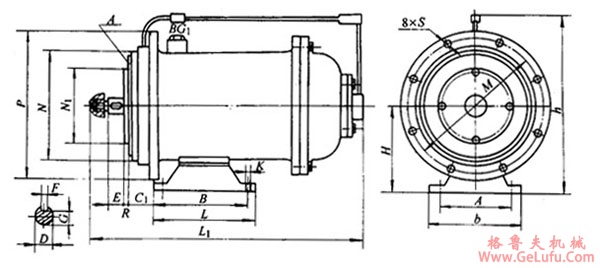 YPL、NPL、NP制冷屏蔽泵用三相异步电动机外形尺寸(图2)