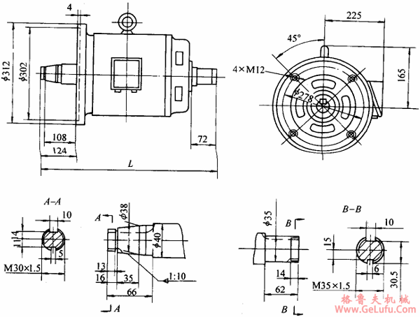 VF、YTVF、YBT系列电梯专用变频调速电动机外形尺寸(图2)