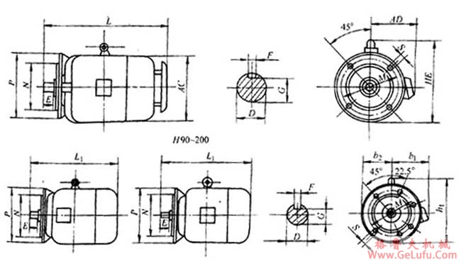 YKZ、FXZ型自制动异步电动机外形尺寸（H80～H160）(图3)