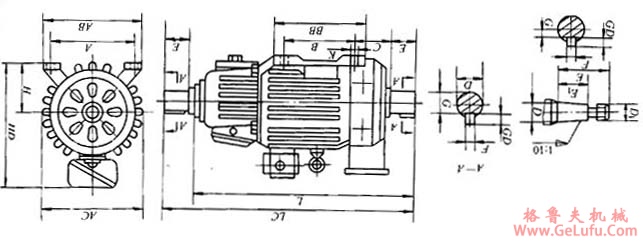 YZRF（YZRG）自带风机（管道通风）型起重及冶金用三相异步电动机外形尺寸(图3)