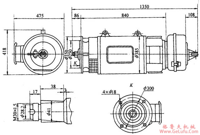 YRTE型起重用绕线转子三相异步电动机外形尺寸(图2)