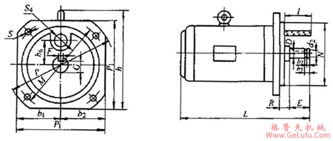 YDF-WF、YBDF-WF户外防腐隔爆型阀门用三相异电动机外形及安装尺寸(图2)