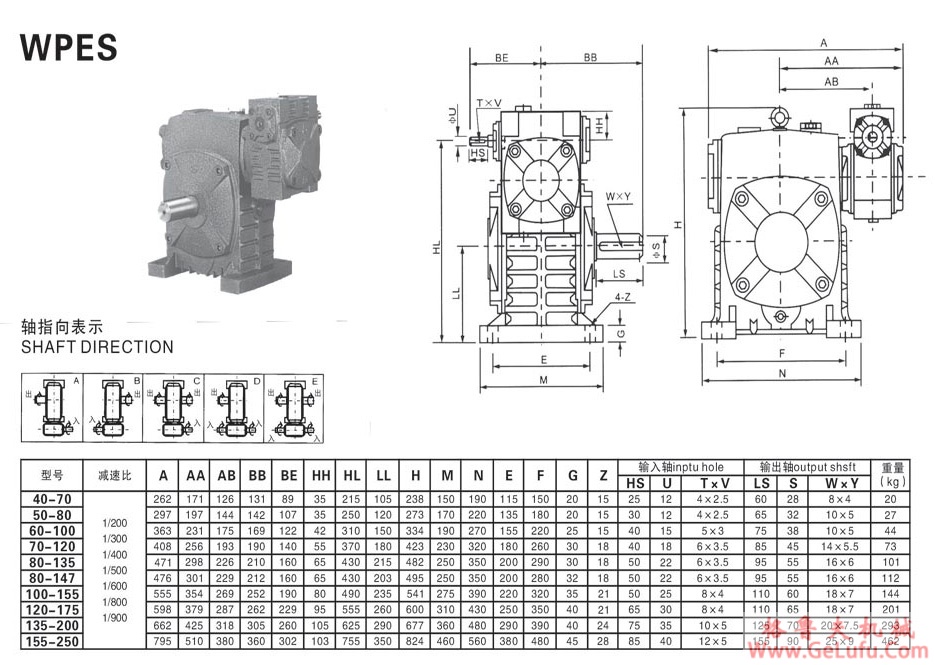 WPES系列蜗轮蜗杆减速机 (图5)
