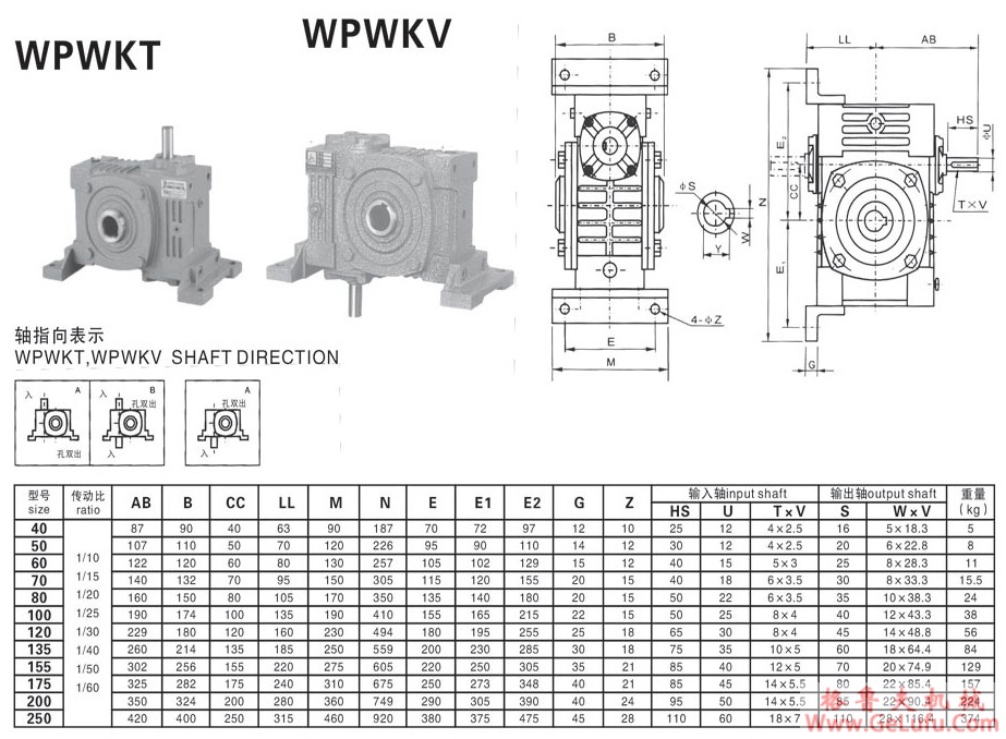 WPWKT系列蜗轮蜗杆减速机(图6)