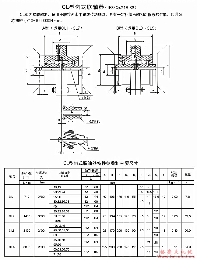 CL14型齿式联轴器(图1) CL14型齿式联轴器(图1)