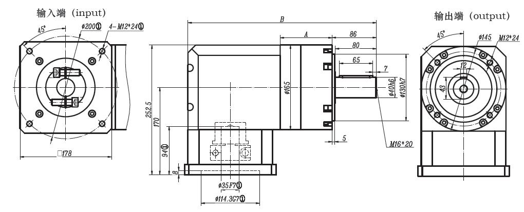 WPL160伺服直角行星减速机WPL160 servo right angle planetary reducer(图1)